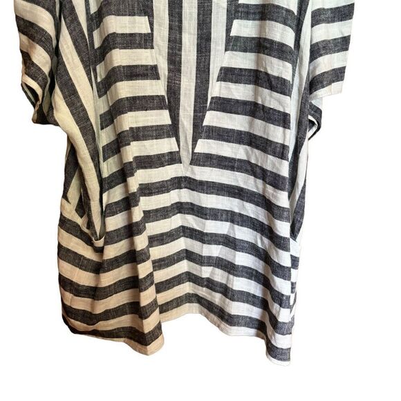 Soft Surroundings Top 1X Multicolor Stripe Linen Blend Cold Shoulder Lagenlook - Picture 4 of 8